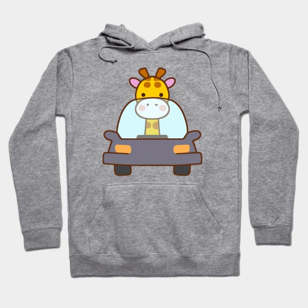 Kawaii Cute giraffe in a car Hoodie by kawaii creatures